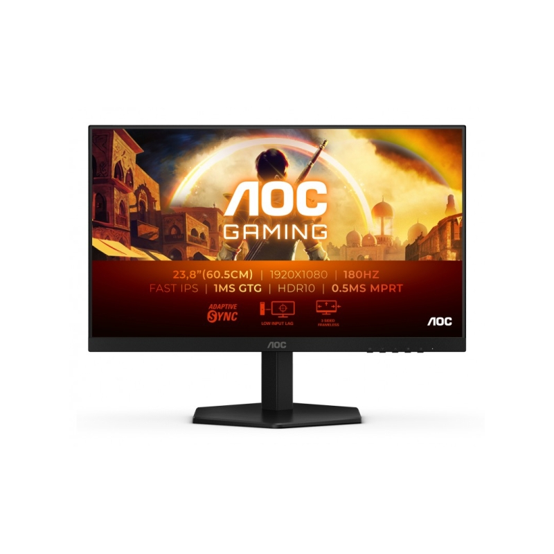 Moniteur AOC 24G42E 23,8" LED FastIPS FHD 180 Hz - Temps de réponse 1 ms - HDMI, DisplayPort - Compatible VESA 100 x 100 mm