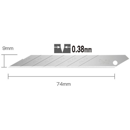Lot de 10 lames de coupe Olfa - Largeur 9 mm, Longueur 74 mm - 8 segments