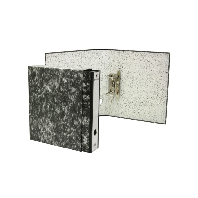 Chemise à rabat Bismark AZ à motif marbré avec pochette - Dos de 75 mm - Carton doublé - Porte-cartes sur le dos - Mécanisme à