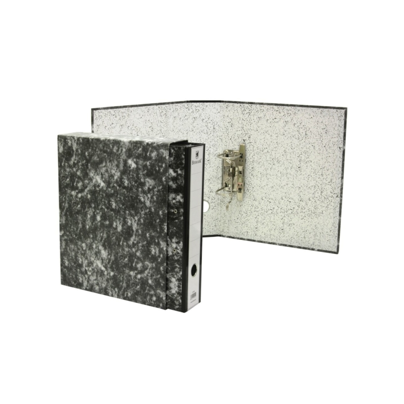 Chemise à rabat Bismark AZ à motif marbré avec pochette - Dos de 75 mm - Carton doublé - Porte-cartes sur le dos - Mécanisme à