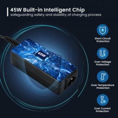 Chargeur universel pour ordinateur portable Ewent 45 W - 8 prises interchangeables - Automatique - Gestion intelligente de