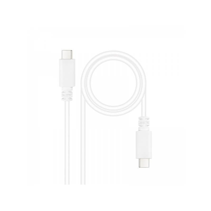 Câble Nanocable USB 2.0 3A - Type USB-C/M-USB-C/M - 1m - Couleur Blanc
