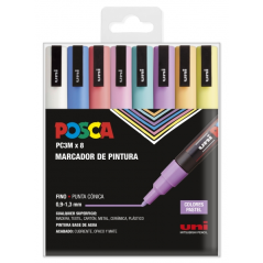 Marqueur peinture Posca PC-3M/8C - Pointe conique 0,9-1,3 mm, encre ea