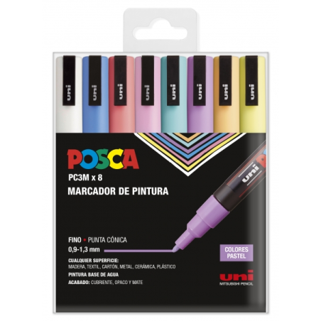 Marqueur peinture Posca PC-3M/8C - Pointe conique 0,9-1,3 mm, encre ea
