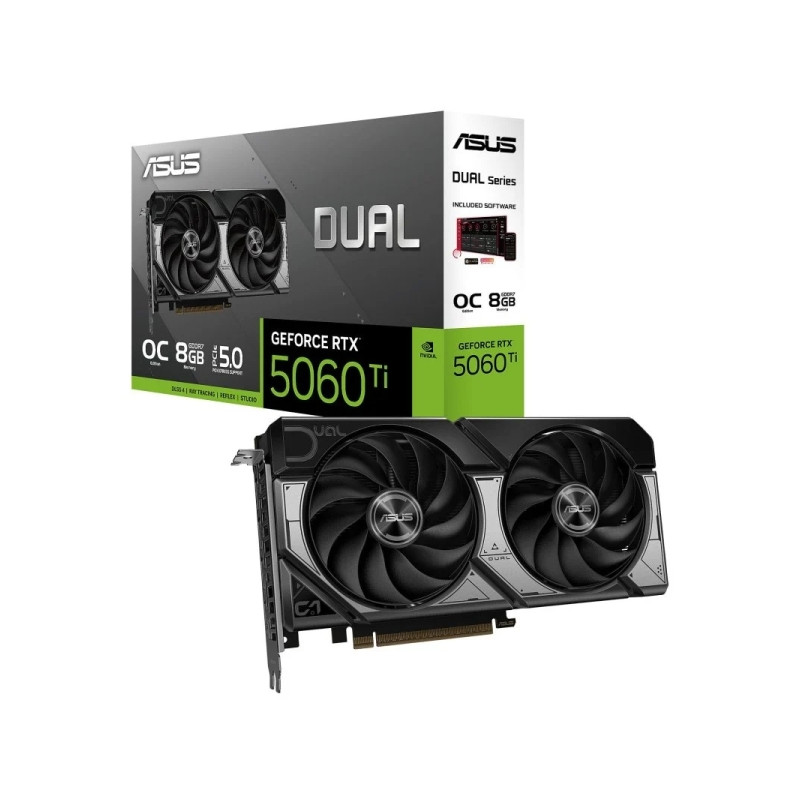 Carte graphique Asus GeForce RTX 5060 Ti Dual OC 8 Go GDDR7 Reflex 2 RTX AI DLSS4