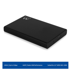 Boîtier externe USB 3.2 Ewent - Installation sans outil - Plug and Play - SATA 2,5" - Noir