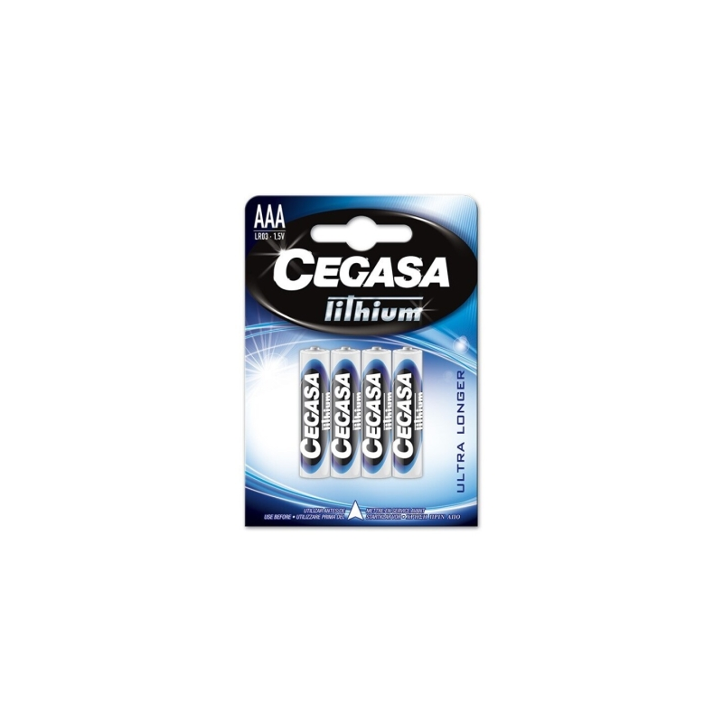 Pack de 4 piles lithium Cegasa AAA LR03 1,5 V
