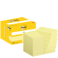 Post-It Pack de 12 blocs de 100 notes autocollantes repositionnables - Forme rectangulaire - 51 x 76 mm - Jaune clair
