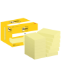 Post-It Pack de 12 blocs de 100 notes autocollantes repositionnables - Forme rectangulaire - 51 x 76 mm - Jaune clair