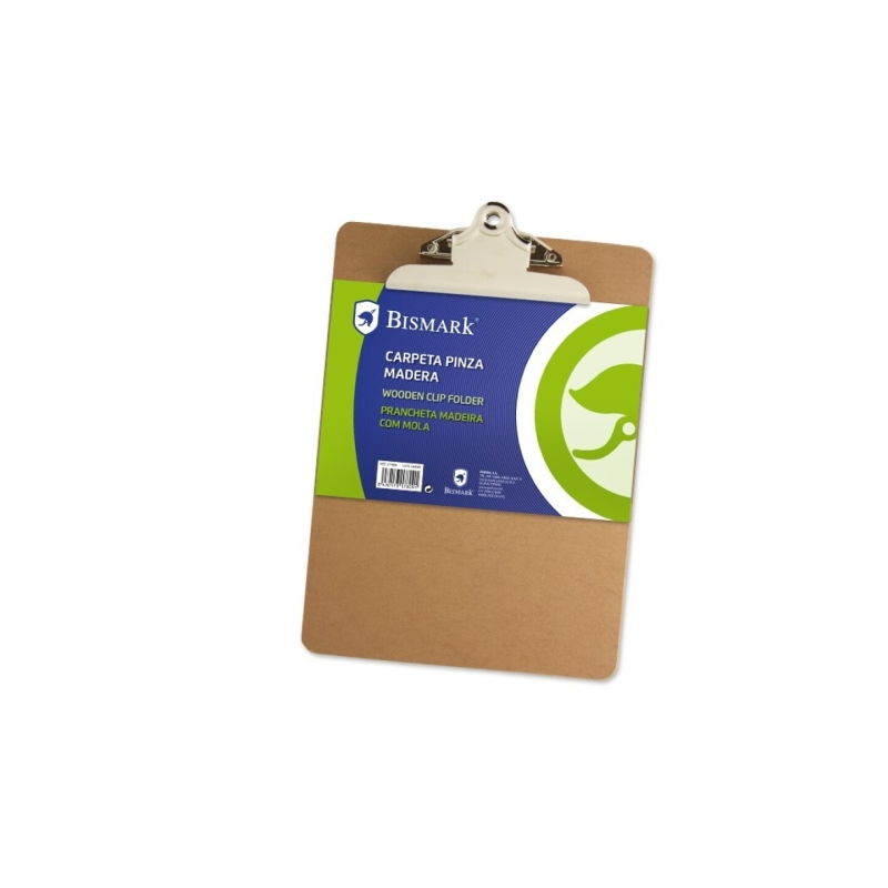 Chemise à base en bois Biskmark avec clip en métal - Format Folio