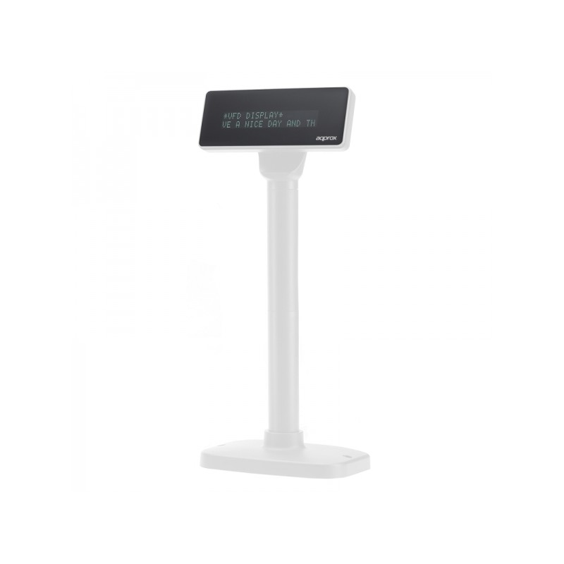 Visualiseur client VFD approximatif pour POS - Alphanumérique fluorescent - 20 caractères et 2 lignes - 3 hauteurs et rotation