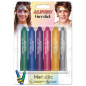 Lot de 6 bâtons de maquillage métallisés Alpino Fiesta Face Stick - Système rétractable à visser - Se rince à l'eau - Testé