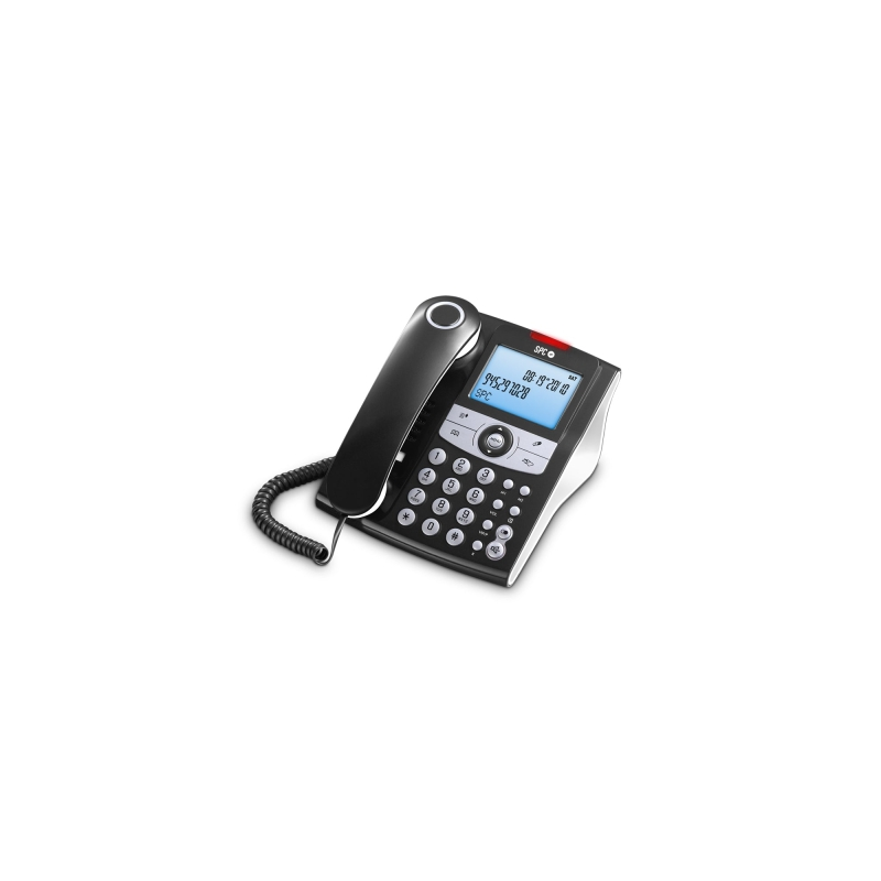 Téléphone filaire SPC Elegance ID - 2 touches abrégées - Mains libres - Indicateur d'appel manqué - Noir
