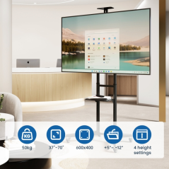Support TV Ewent pour téléviseurs jusqu'à 70" - Plateau TV - Hauteur réglable - Gestion des câbles - VESA max. 600 x 400
