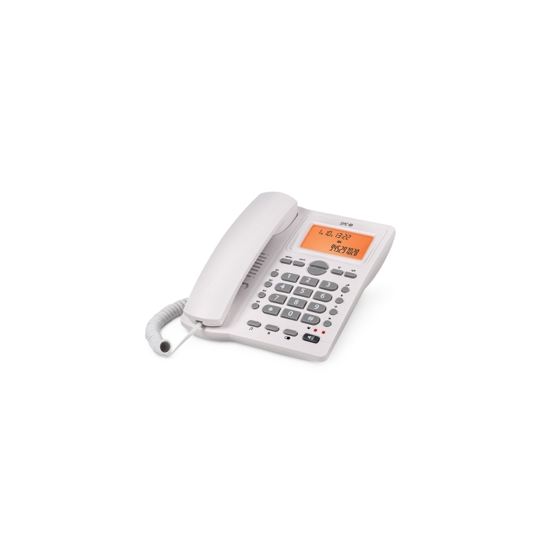 Téléphone filaire SPC Office ID 2 - 4 mémoires pour prélèvements automatiques - Mains libres - Mode silencieux - Blanc