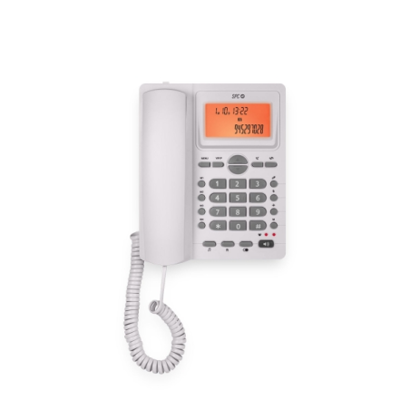 Téléphone filaire SPC Office ID 2 - 4 mémoires pour prélèvements automatiques - Mains libres - Mode silencieux - Blanc