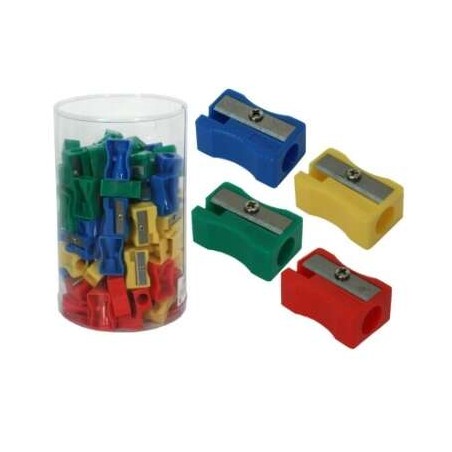✅ LOT de 72 Taille-crayon en plastique Bismark pour crayons normaux - Couleurs assorties couleur Surtido en stock