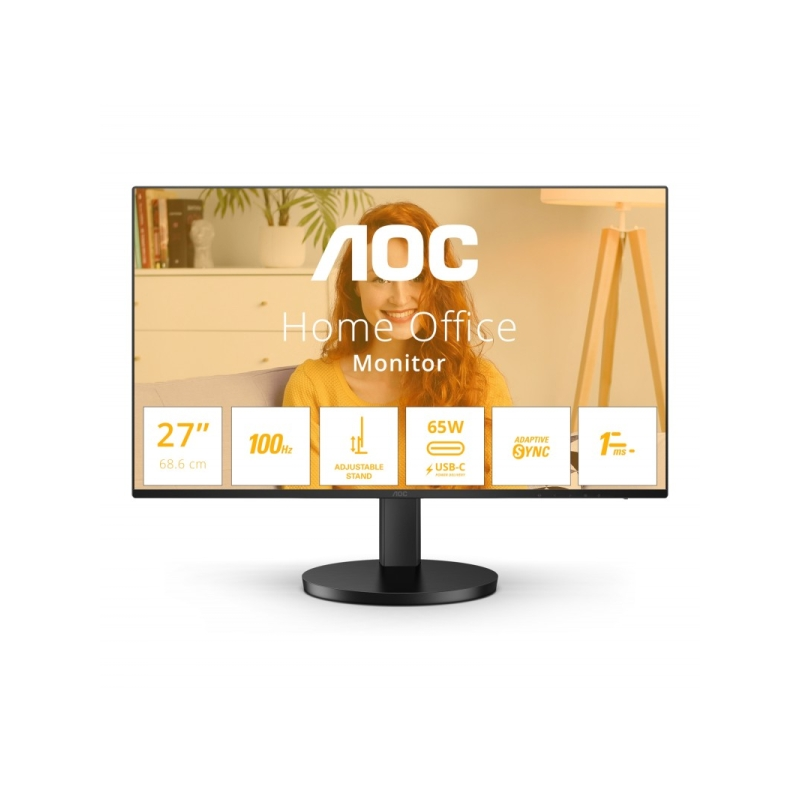 Moniteur AOC B3 27" LED IPS FullHD 1080p 100 Hz - Réponse 1 ms - Angle de vision 178° - Haut-parleurs intégrés - USB-C, HDMI