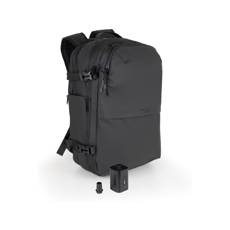 Sac à dos de voyage Tooq 55L - Dos et bretelles rembourrés - Compression sous vide - Pompe à air et accessoires inclus
