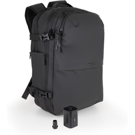 Sac à dos de voyage Tooq 55L - Dos et bretelles rembourrés - Compression sous vide - Pompe à air et accessoires inclus