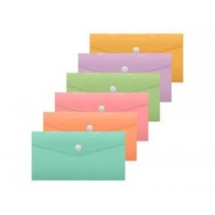 ✅ LOT de 50 Porte-documents enveloppe Bismark 240x125 mm avec fermoir - En polypropylène - Couleurs pastel asso en stock