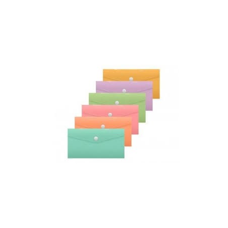 ✅ LOT de 50 Porte-documents enveloppe Bismark 240x125 mm avec fermoir - En polypropylène - Couleurs pastel asso en stock