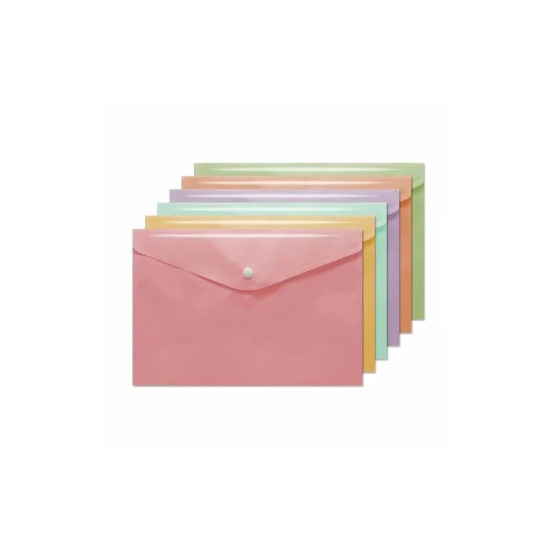 LOT de 50 Enveloppe porte-documents Bismark A6 avec fermoir - En polypropylène - Couleurs pastel assorties