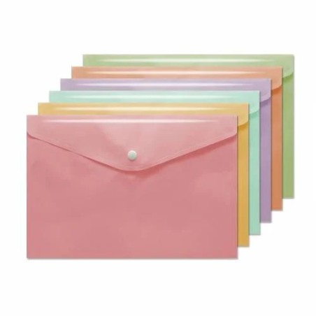 ✅ LOT de 50 Enveloppe porte-documents Bismark A6 avec fermoir - En polypropylène - Couleurs pastel assorties co en stock
