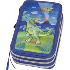✅ Faber-Castell Trousse à crayons à 3 niveaux motif dinosaure avec contenu standard : gomme, taille-crayon, cr en stock
