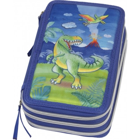 ✅ Faber-Castell Trousse à crayons à 3 niveaux motif dinosaure avec contenu standard : gomme, taille-crayon, cr en stock
