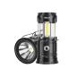 Lanterne de camping LED 2-en-1 Elbat EB0564, 280 lm, blanc froid 6500 K, crochet supérieur, fonctionne avec des piles AAA, noire