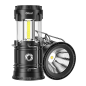 Lanterne de camping LED 2-en-1 Elbat EB0564, 280 lm, blanc froid 6500 K, crochet supérieur, fonctionne avec des piles AAA, noire