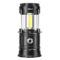 Lanterne de camping LED 2-en-1 Elbat EB0564, 280 lm, blanc froid 6500 K, crochet supérieur, fonctionne avec des piles AAA, noire