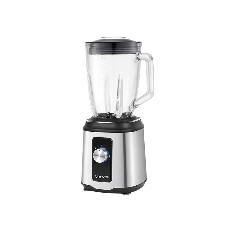 Blender Muvip 1800W 1,5L - 2 vitesses - Fonction Pulse - Corps en acier inoxydable - Lames dentelées revêtues de titane