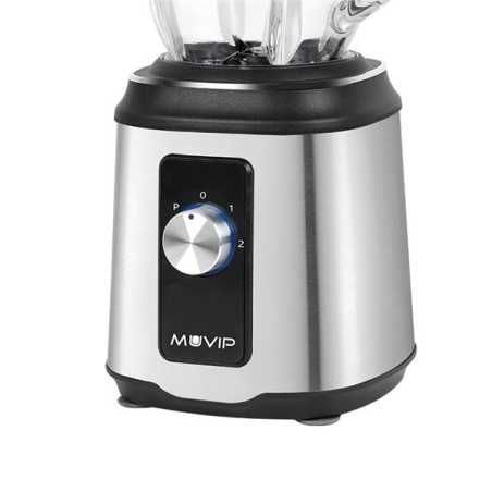 Blender Muvip 1800W 1,5L - 2 vitesses - Fonction Pulse - Corps en acier inoxydable - Lames dentelées revêtues de titane