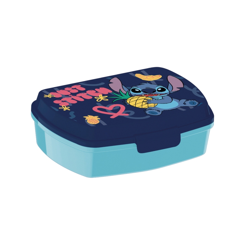 Boite à goûter Stitch Safta - PVC sans BPA - Fermeture hermétique - Rectangulaire - Bleu