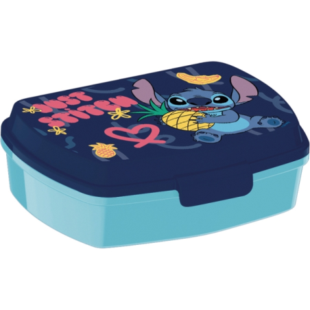 Boite à goûter Stitch Safta - PVC sans BPA - Fermeture hermétique - Rectangulaire - Bleu