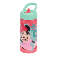 Gourde Safta Minnie Mouse Me Time 410 ml - Paille intégrée - Valve de vidange - Poignée supérieure - Bouchon à vis - 17,8 x 7,4