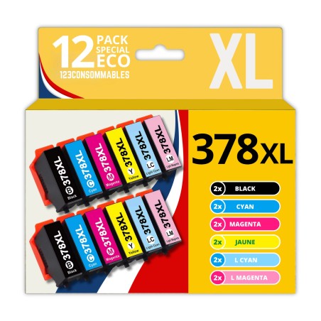 ✅ Pack 12 cartouches compatibles EPSON 378XL couleur pack en stock