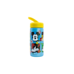 Gourde Safta Mickey Mouse Good Day 410 ml - PVC sans BPA - Bouchon anti-fuite avec paille - Bleue