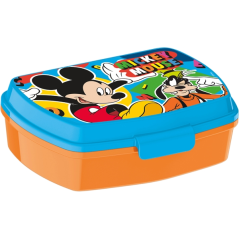 Boite à goûter Safta Mickey Mouse Happy Smiles - PVC sans BPA - Fermeture hermétique - Rectangulaire - Orange