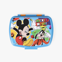 Boite à goûter Safta Mickey Mouse Happy Smiles - PVC sans BPA - Fermeture hermétique - Rectangulaire - Orange