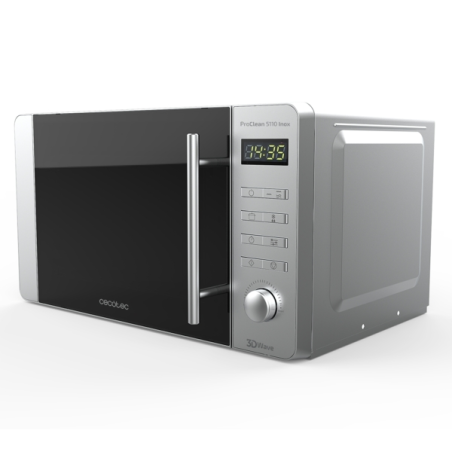 Micro-ondes Cecotec ProClean 5110 Inox avec grill - 700 W - Capacité 20 L - Affichage LED - Acier inoxydable - Sécurité enfant