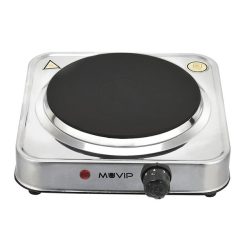 Plaque de cuisson électrique Muvip MV0644 à 1 brûleur, 1500 W - Acier inoxydable - 5 niveaux de puissance - Thermostat avec
