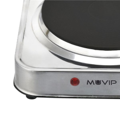 Plaque de cuisson électrique Muvip MV0644 à 1 brûleur, 1500 W - Acier inoxydable - 5 niveaux de puissance - Thermostat avec
