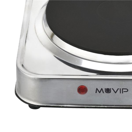 Plaque de cuisson électrique Muvip MV0644 à 1 brûleur, 1500 W - Acier inoxydable - 5 niveaux de puissance - Thermostat avec