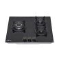 Cuisinière à gaz encastrable Muvip MV0626 - 3 zones de cuisson - Brûleur et supports en fonte - Vitre trempée haute résistance