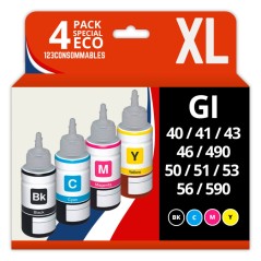 ✅ Pack de 4 Bouteilles encre compatible Canon couleur pack en stock