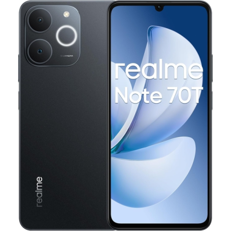 Smartphone Realme Note 70T, écran AMOLED 6,75 pouces (90 Hz), 4 Go (256 Go), batterie 6 000 mAh, noir