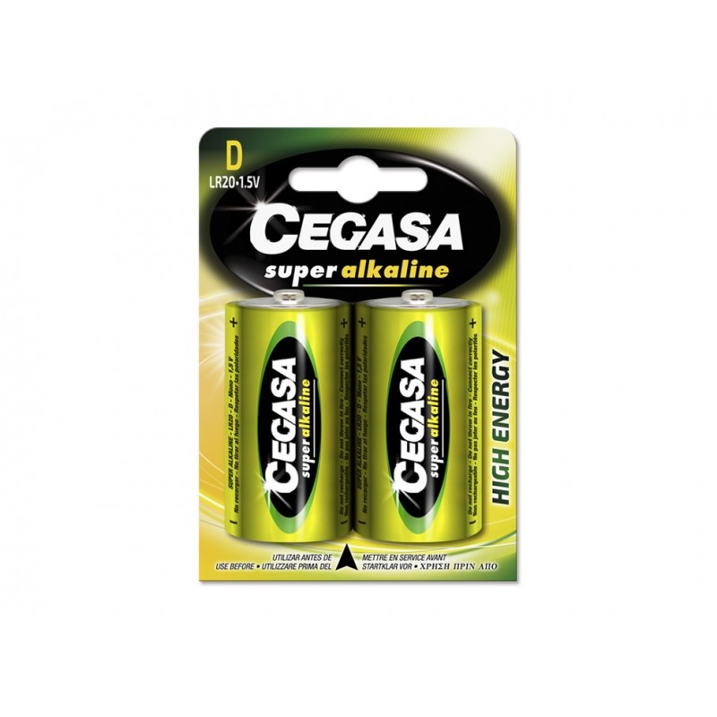 Cegasa Super Alcaline LR20 Blister 2 Unités - Haute Technologie - Fiabilité - Haute Performance - Différentes Couleurs